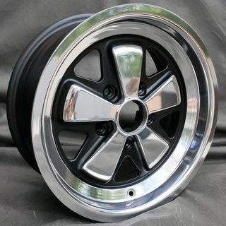 4x 5 Speiche, 7x16 black/polished + KM4 Hutmuttern